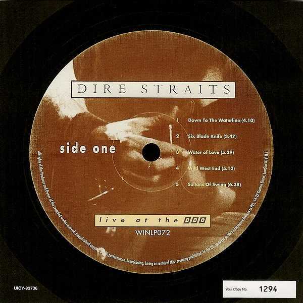 numbered label side 1, Dire Straits - Live At The BBC 